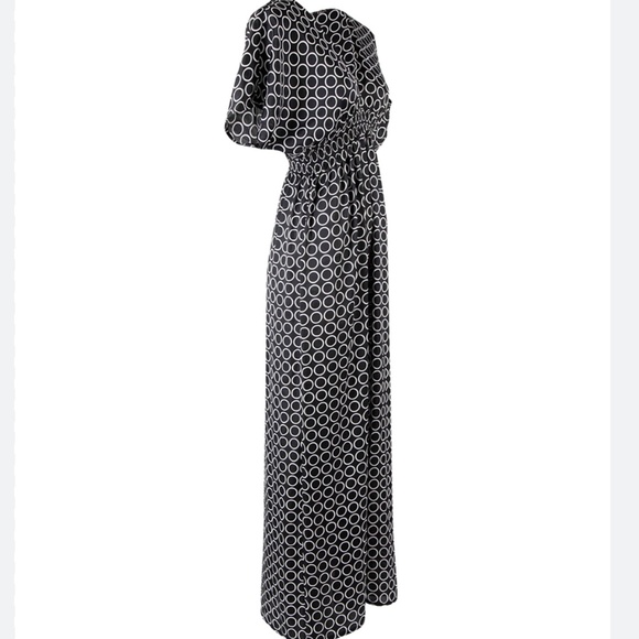 NWOT Michael Kors Sz XL Navy Blue Circle Print Pattern Empire Waist Maxi Dress - Picture 5 of 5